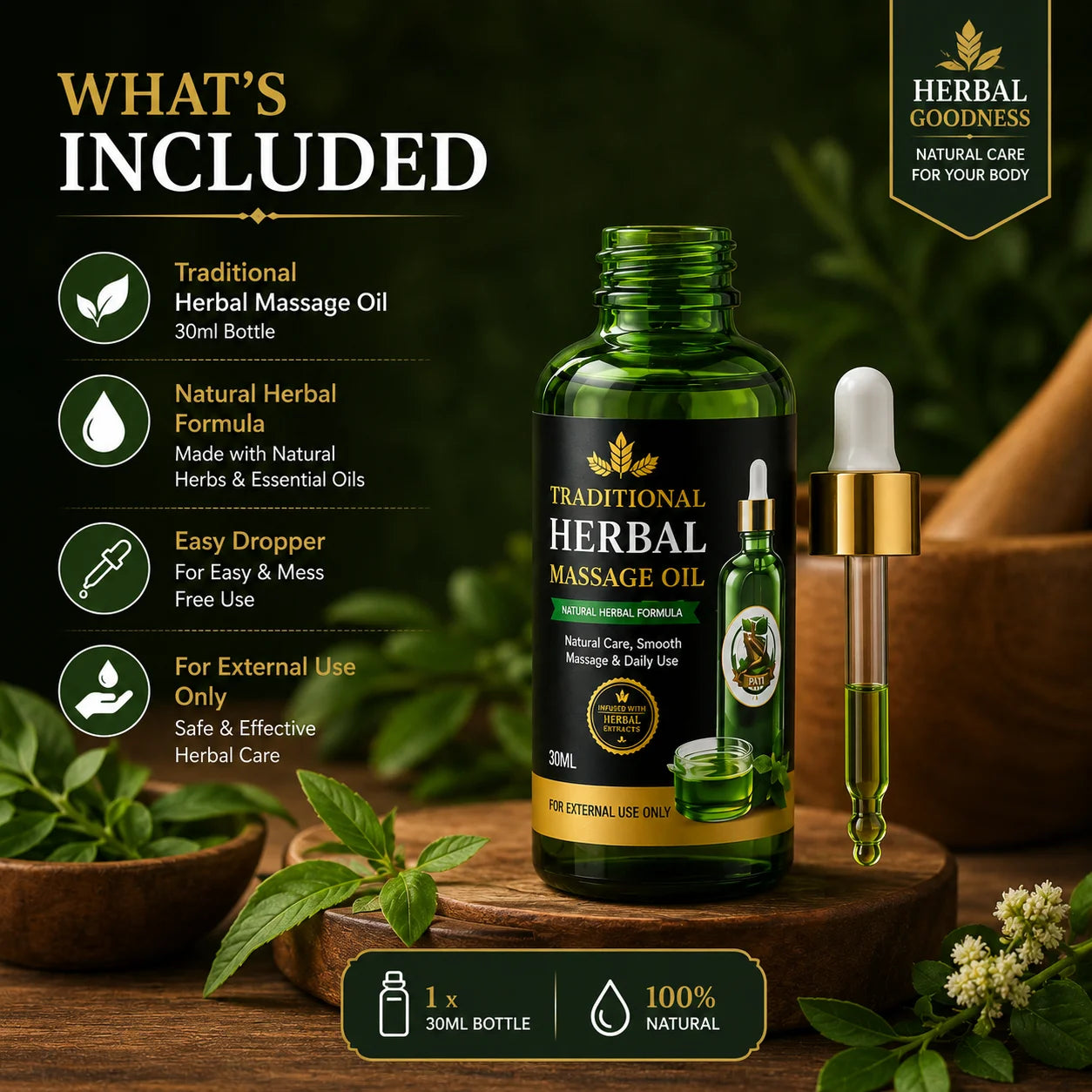 Traditional Herbal Massage Oil – Natural & Non-Greasy | PATI