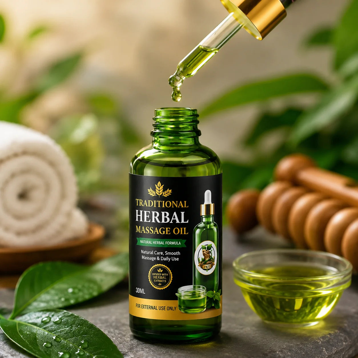 Traditional Herbal Massage Oil – Natural & Non-Greasy | PATI