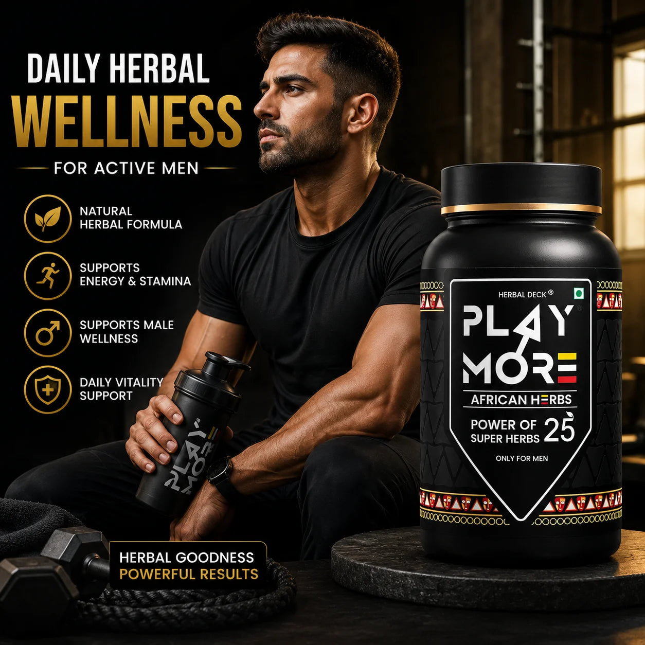 Play More African Herbs – Men's Herbal Wellness Powder | 25 Super Herbs