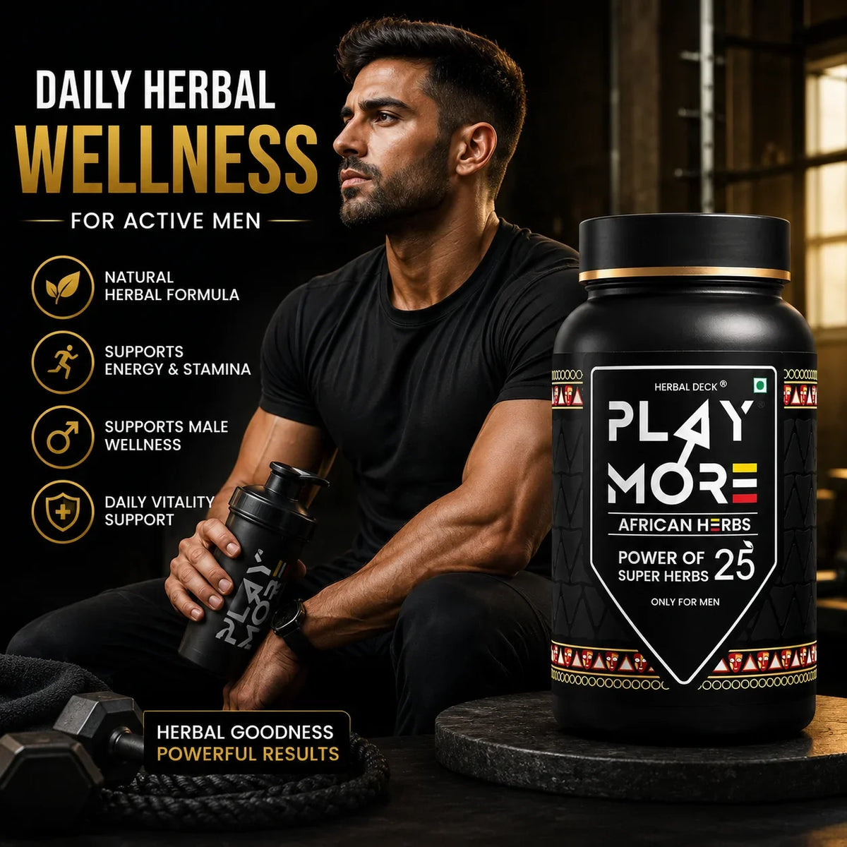 Play More African Herbs – Men's Herbal Wellness Powder | 25 Super Herbs