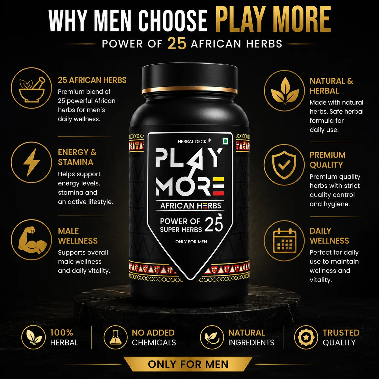 Play More African Herbs – Men's Herbal Wellness Powder | 25 Super Herbs
