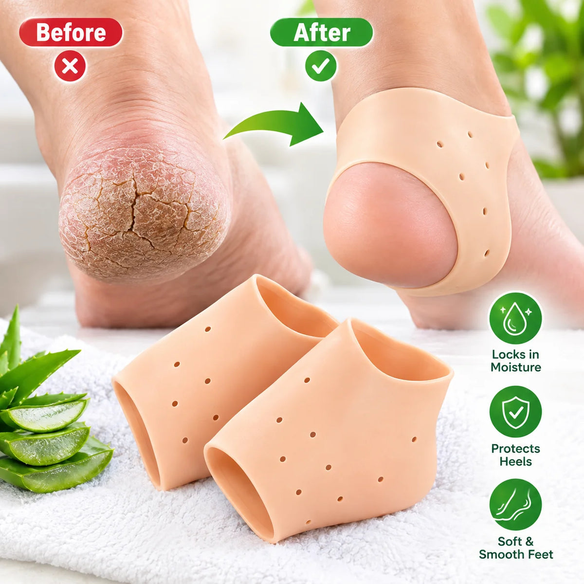 Heel Anti Crack Set (Silicone Socks)