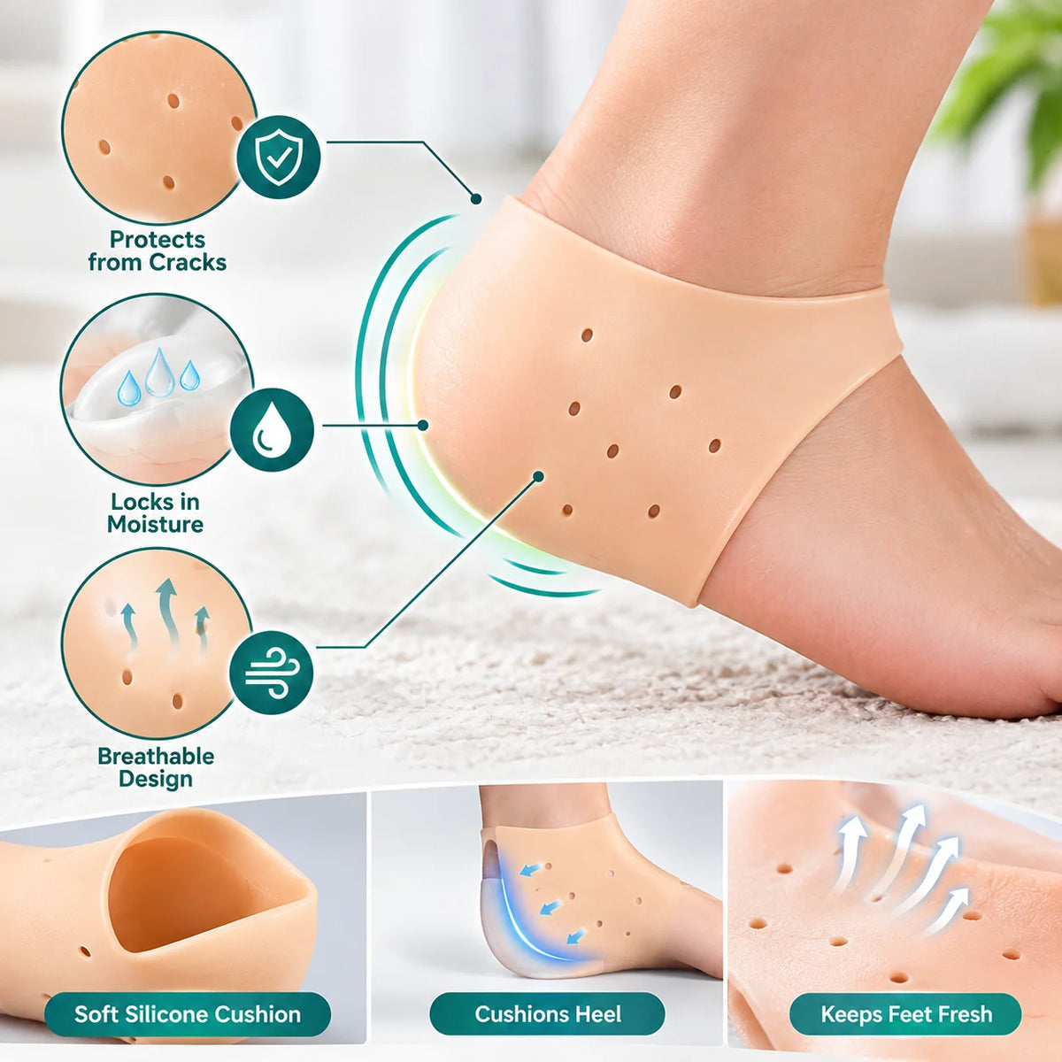 Heel Anti Crack Set (Silicone Socks)