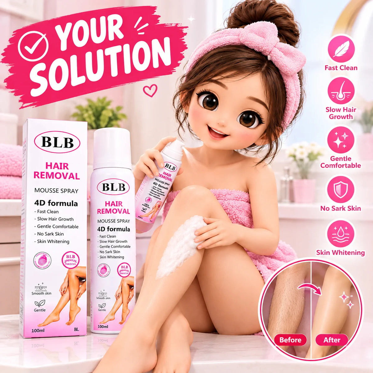 BLB Hair Removal Mousse Spray